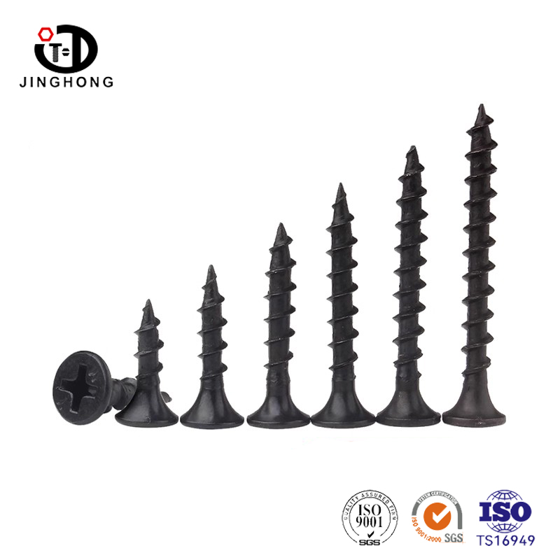 สกรูหินแผ่นหัวเทเปอร์จมสีดำ