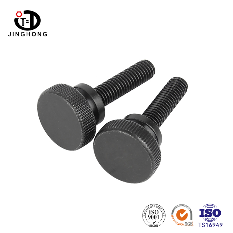 สกรูหัวแม่มือขึ้นลายทรงโดมสูงสีดำ